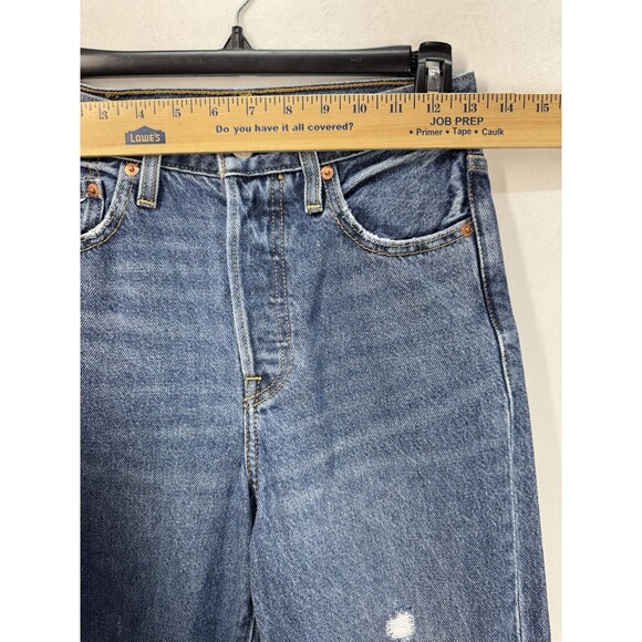 Levis Ribcage Straight Ankle High Rise Jeans Womens 25x27 Distressed Button Fly - Picture 8 of 12